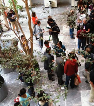 Group of ATypI members in a courtyard in Mexico City